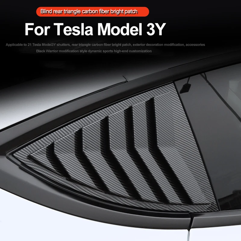 

For Tesla Model3Y blinds rear triangle carbon fiber bright car sticker accessories