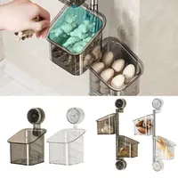 Suction Cup Rotating Organiser Kitchen Wall Mounted Onion Ginger Garlic Storage Box Bathroom No Punching Hanging Basket 1