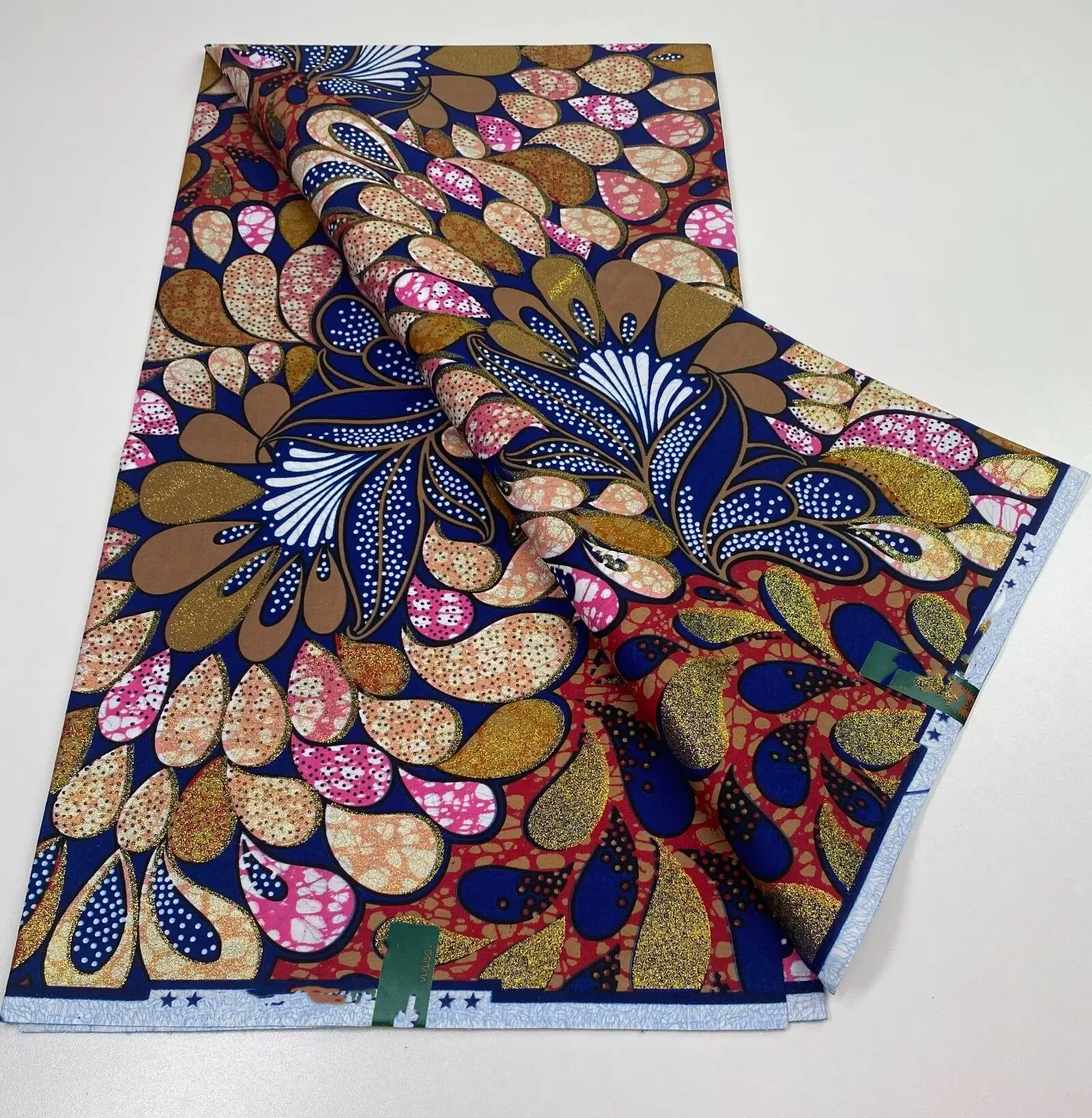 2025 100%Soft Veritable Grand Super African Wax Golden Print Fabric Real Cotton Hollandais Dutch Ankara Wax Fabric For Sewing 6