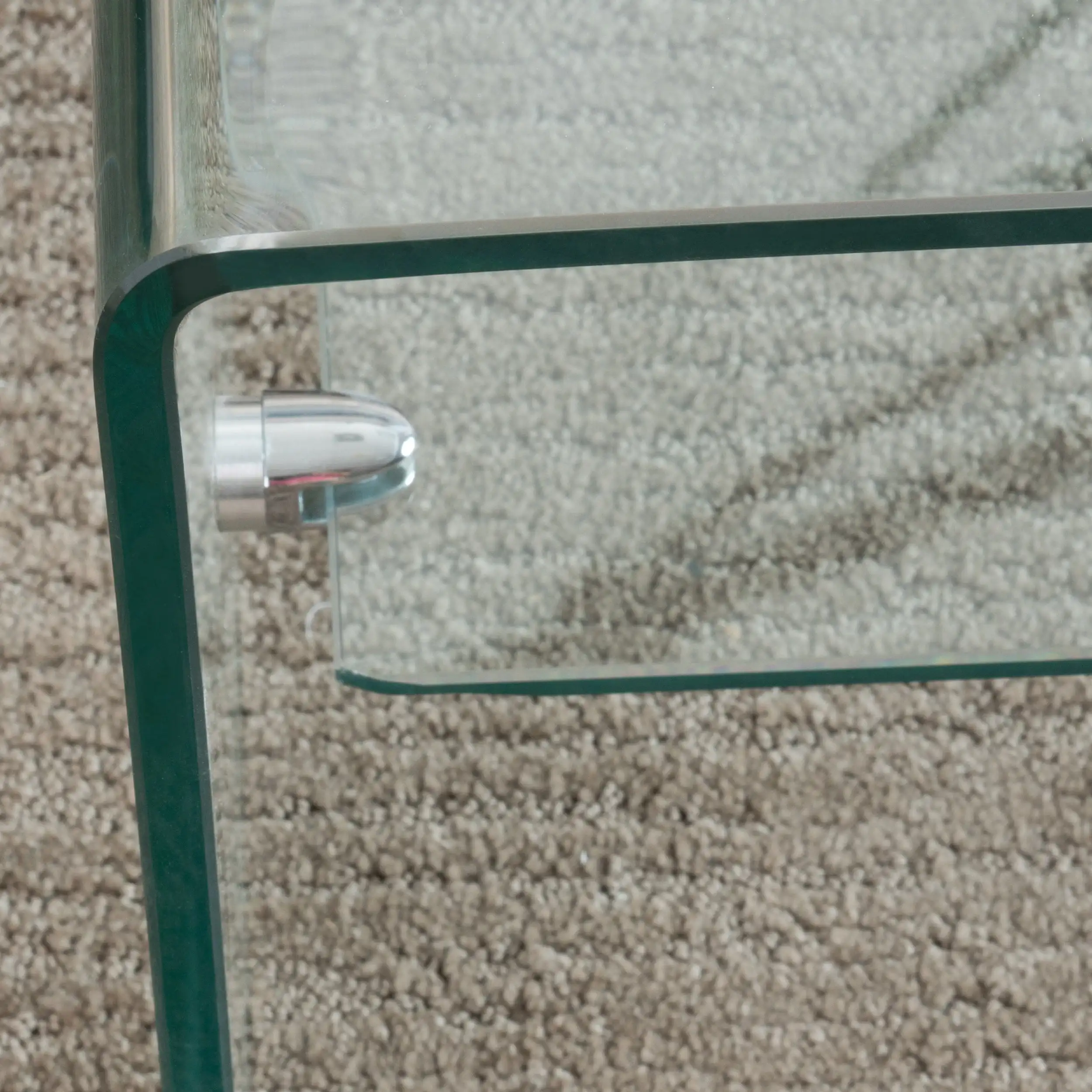 Noble House Roman Glass Coffee Table with Shelf  Clear glass and aluminum leg frames Stylish and modern 2