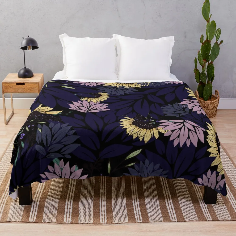 

Floral black Throw Blanket Sleeping Bag Decorative Throw Sofas Blankets
