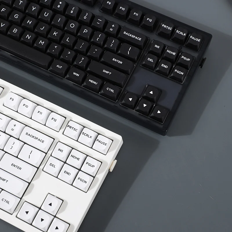 MDA 퓨어 블랙, 퓨어 화이트 서리로 덥은 PBT 키 캡 게이머를위한 귀여운 간단한 승화 포인트 키 캡 Diy 오리지널 디자인 선물