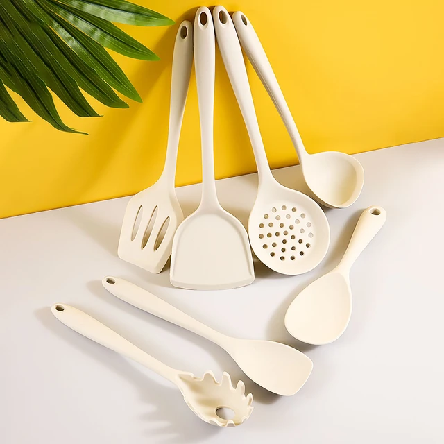 Silicone Kitchen Utensils 7-piece Set Cooking Ladle Pasta Colander Frying  Spatula Non-stick Cookware Soup Spoon Kitchen Tools - AliExpress