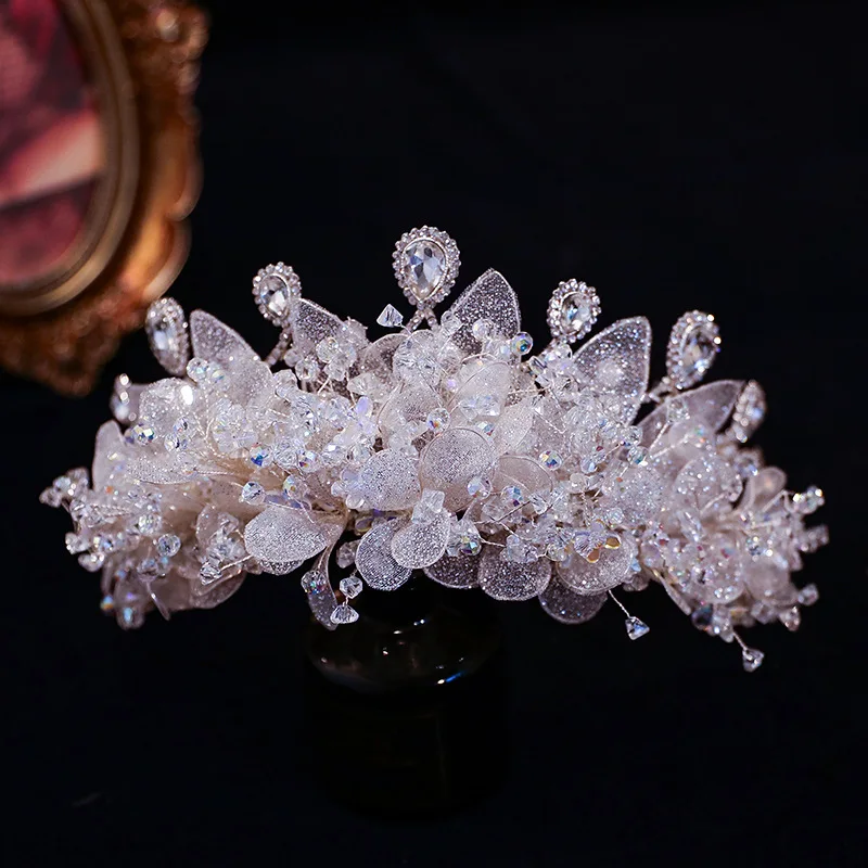 

New Luxury Bridal Crowns Women Tiaras Crystal White Diadem Fashion Bride Headband Wedding Party Hair Accessories Headdress Gift