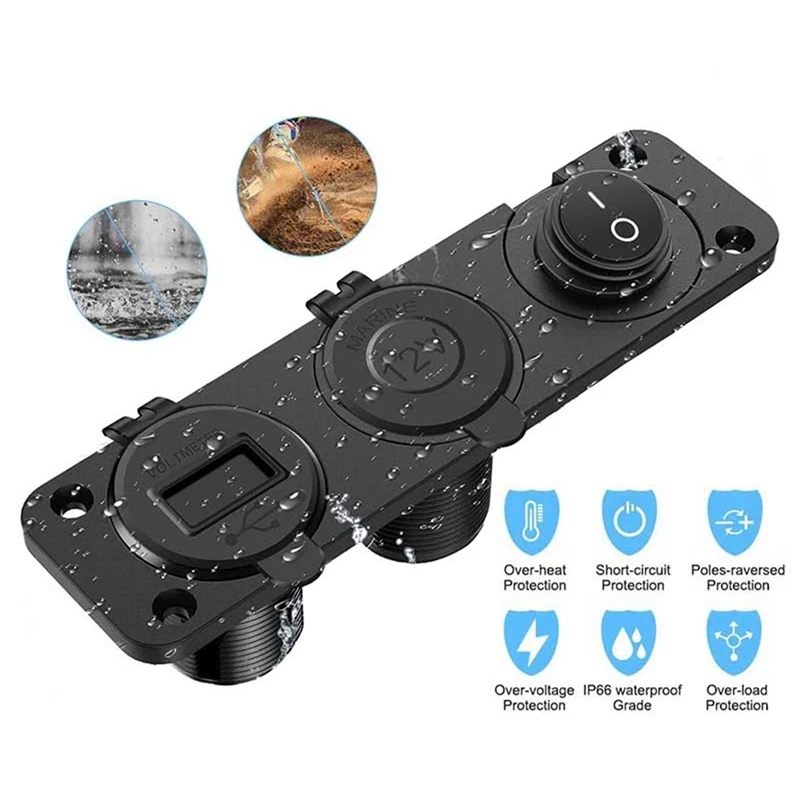 RV ؾ Ʈ    ,  ڵ  QC3.0 USB ܼƮ г, 12V  , 3 in 1