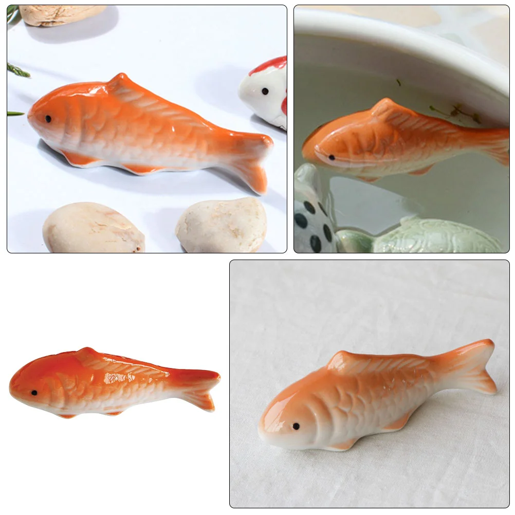 Floating Fish Ornaments Tank Crafts Goldfish Statue Ceramic Figurine Aquarium Decor 2 Pcs fish tank ornaments,fish tank decorations,aquarium ornaments,mini landscape ornaments