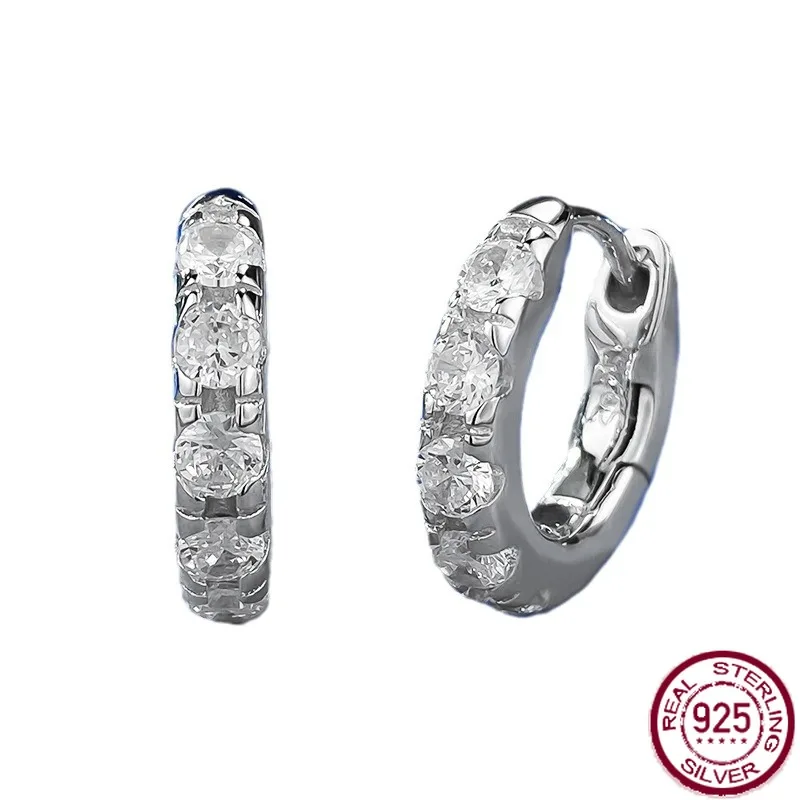 

S925 Silver Earrings with Zircon Stone Inlay for High Grade, Simple and Fashionable, Versatile Earring Jewelry for Women