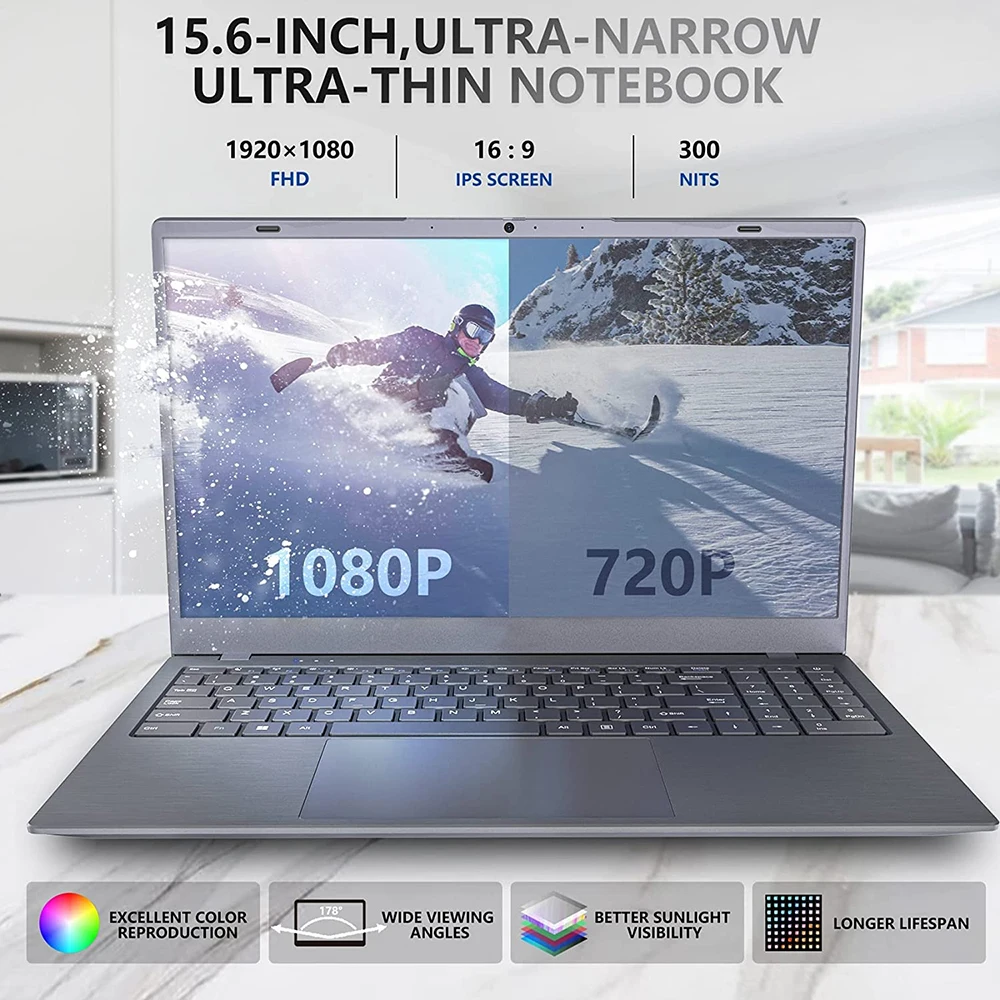 Laptop 15.6 Inch Intel I5-1035G1 16GB RAM 2TB SSD DDR4 HD Camera Fingerprint Unlock 4 Cores 8 Threads 3.6 GHz 5G Wifi Computer 4