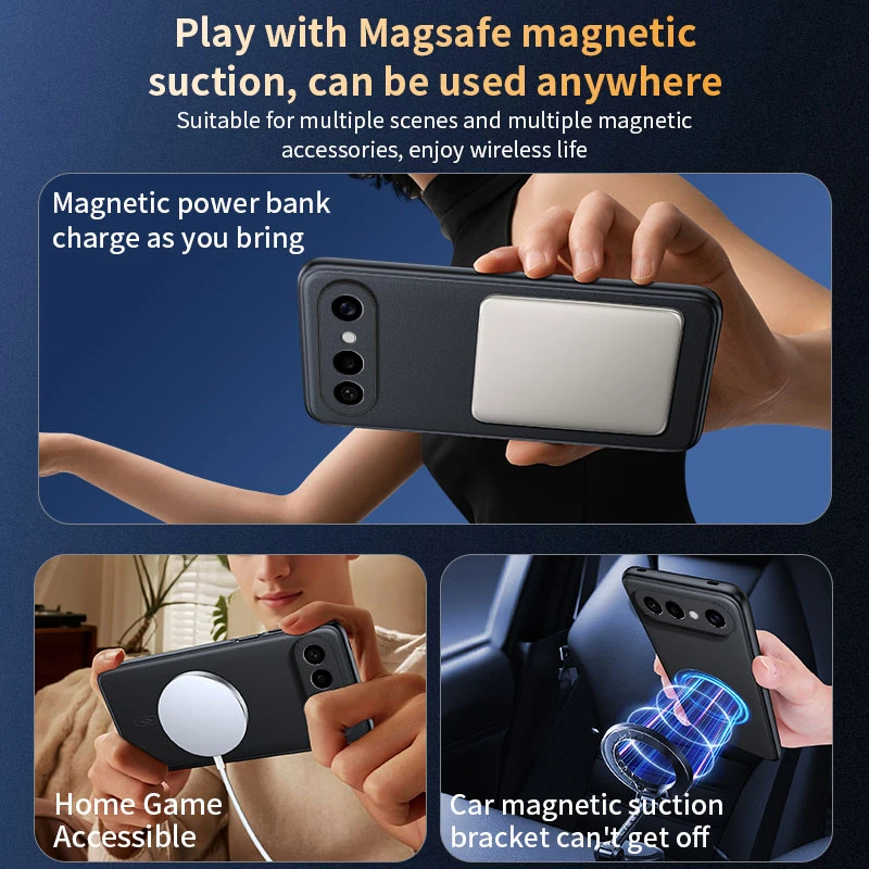 Luxury Magnetic Silicone PU Leather Shockproof Phone Case with MagSafe Compatibility