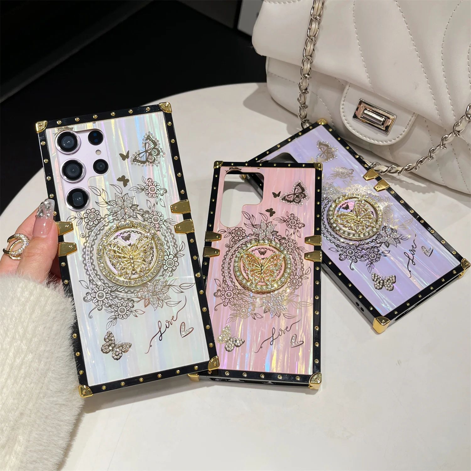 Phone Case Luxury Glitter Rhinestone butterfly for Samsung Galaxy S21 S22 S23 S24 FE Plus UItra