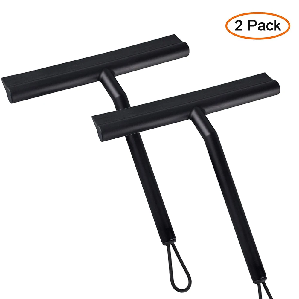 Raclette En Acier Inoxydable Pour Porte De Douche & Fenêtres - 25,4 Cm Avec Crochets Adhésifs - Nettoyage Sans Traces - 13
