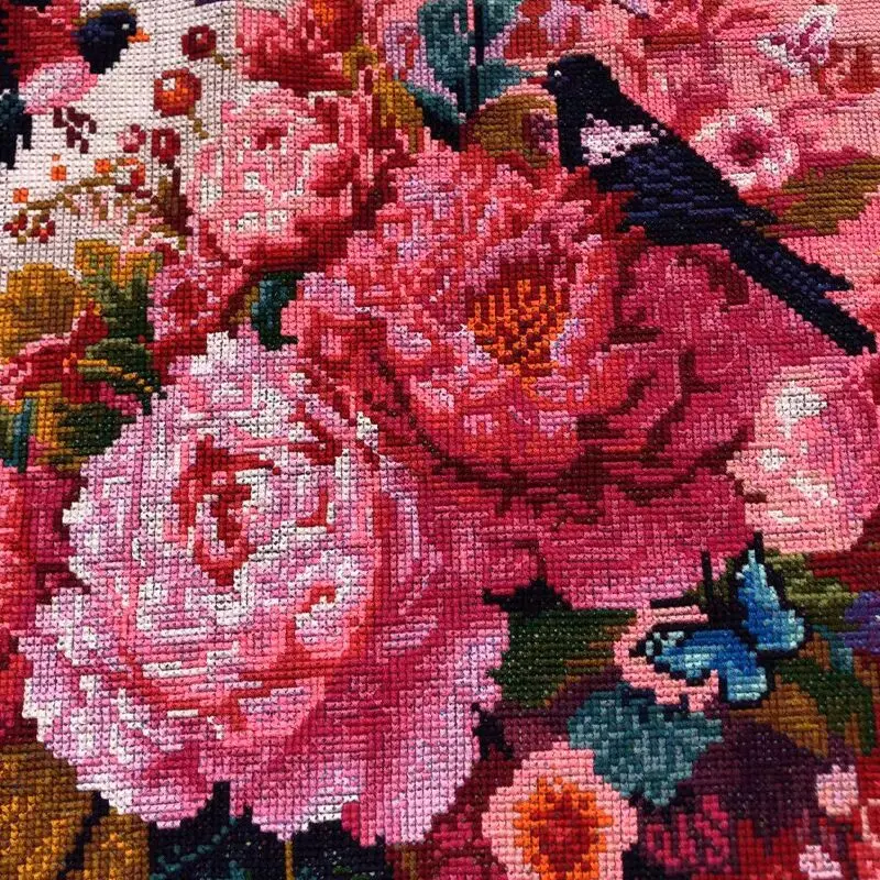 Cross Embroidery New Exquisite Peony Handmade Full Embroidery Finished Product Simple Modern Living Room Decoration Hanging