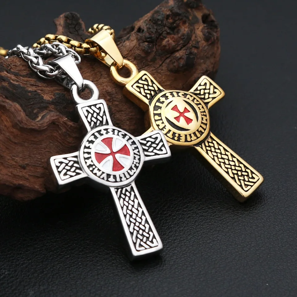 Collana Donna Con Ciondolo A Croce E Ali D'angelo, Stile Cavaliere Francese, Argento, Regalo Ragazza - 6