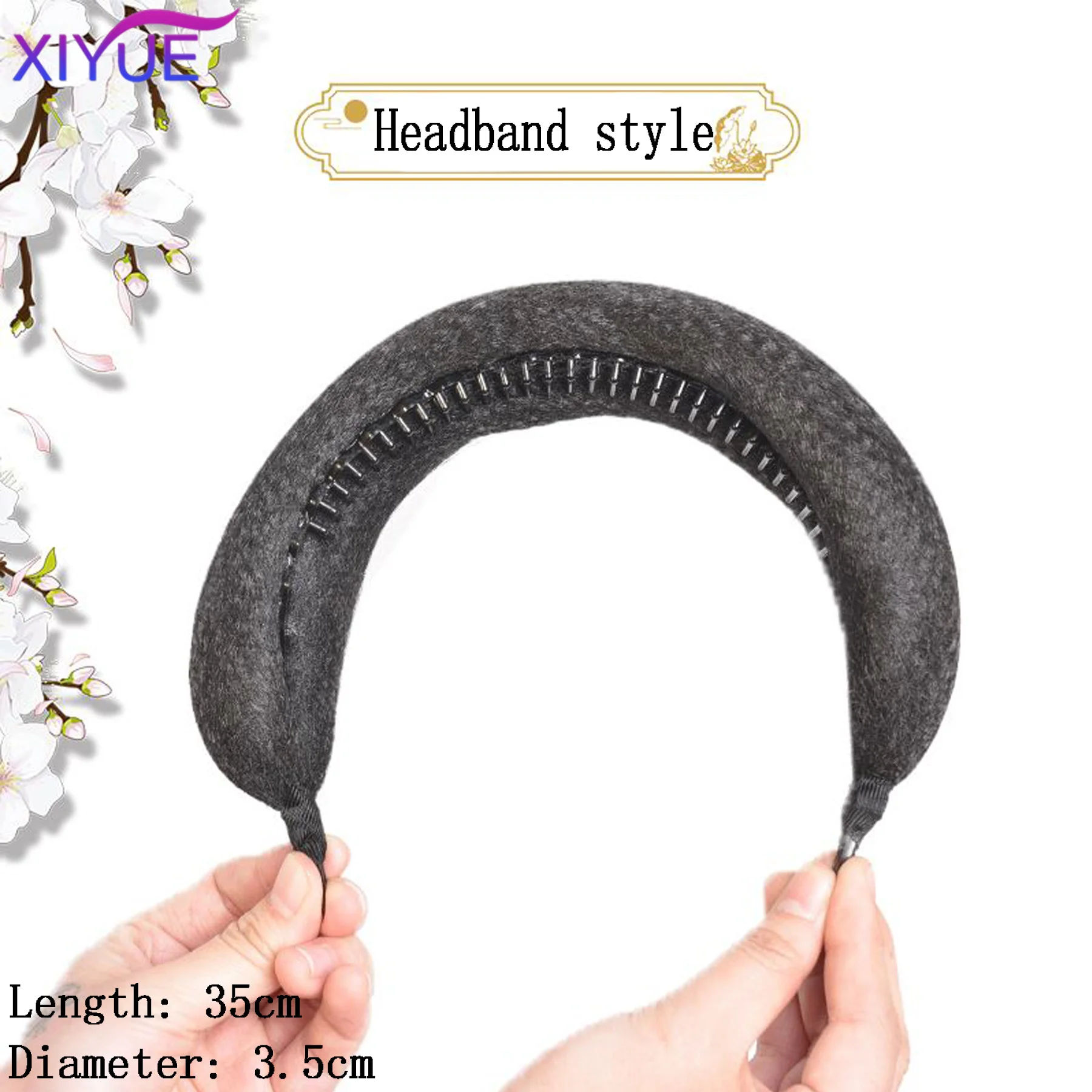 XIYUE Synthetic Ancient Costume Hanfu Wig Soft Pad Hair Bag Strap Type Bendable Round Ox Horn Stick Ancient Style Pad Hair