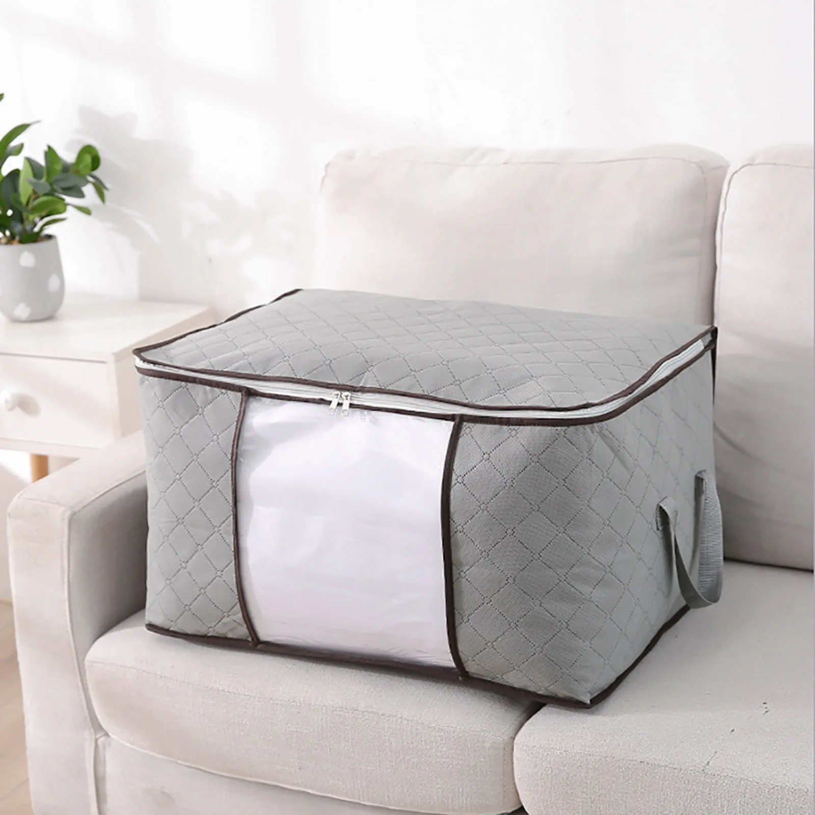 Zippered Storage Bag for Closet King Comforter Pillow Quilt, Bedding, Clothes, Blanket Organizers with Carry Handles Space Saver 6