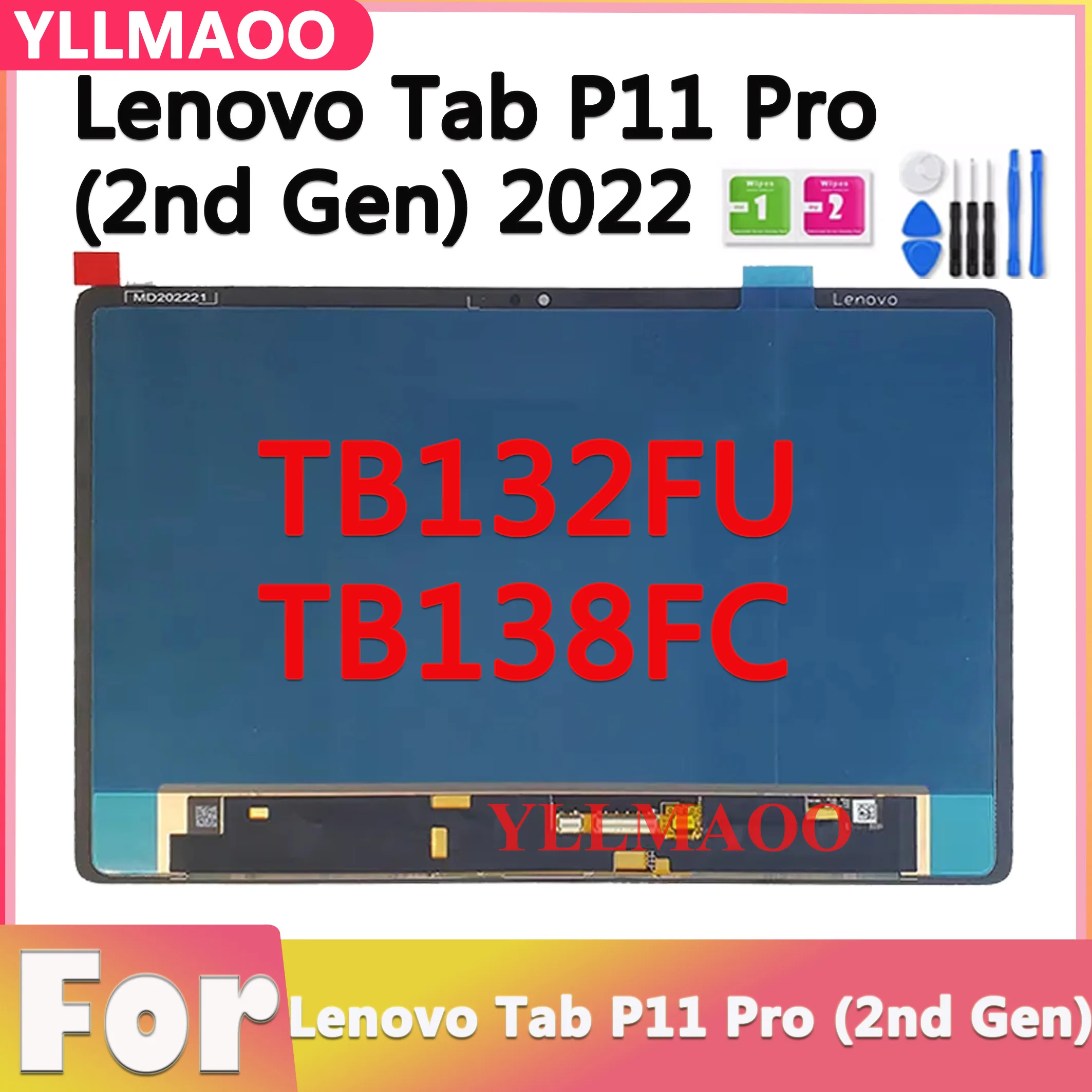 REY Cover in Gel TPU Nera per Lenovo Tab P11 11 - P11 Plus 11, Ultra Sottile 0,33 mm, Morbido Flessibile, Custodia Silicone