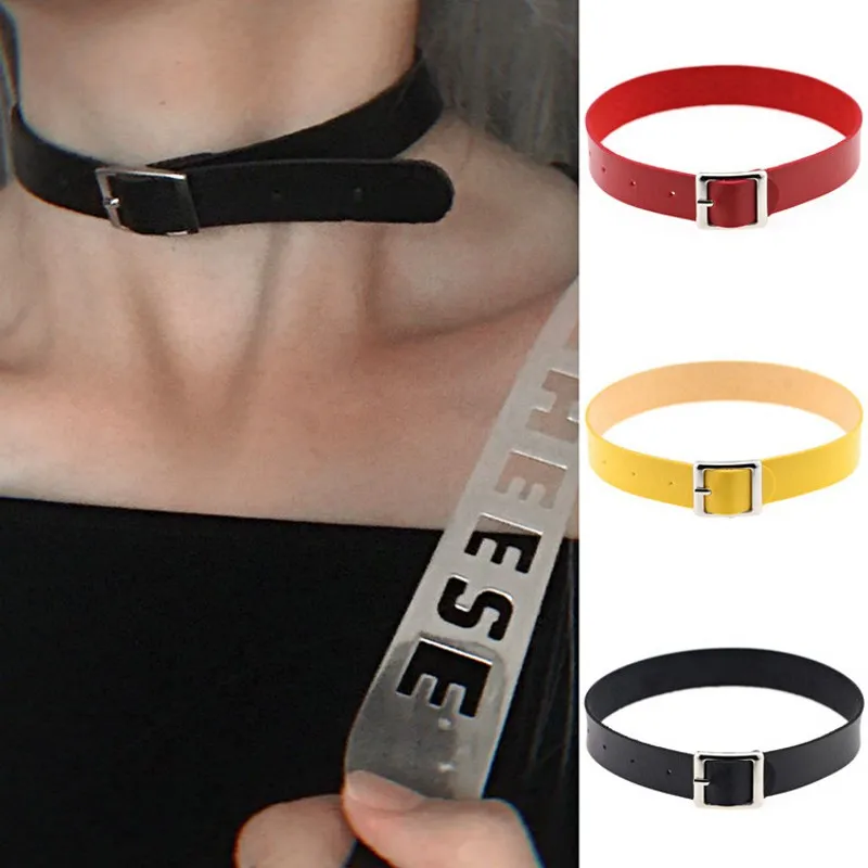 Punk Rock Gothic PU Leather Necklace Heart Round Spike Rivet Collar Studded Choker Chain Necklace Handmade Body Jewelry Gift