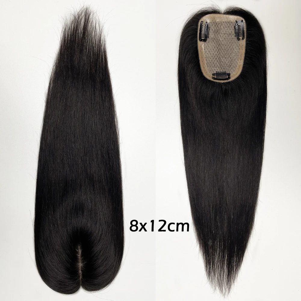 실크 베이스 인모 토퍼, 실크 탑, 버진 유럽 헤어 토피, 백인 여성용 스트레이트 헤어 토퍼, 클립 포함, 3 가지 크기