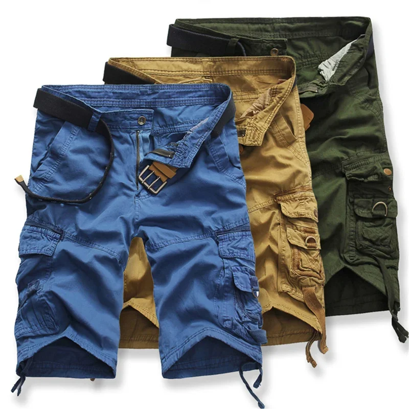 Men Camo Shorts 2023 Summer Cotton Comfortable Casual Multi Pocket Military Loose Cargo Short Pant Branded Men Clothing No Belt
