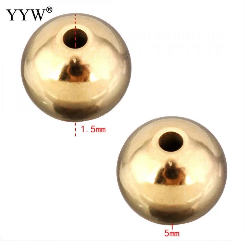 100pcs/Lot Stainless Steel Beads Hole Ball Gold Color Plated For Jewelry Marking Diy Beads Accessories For Necklace Bracele