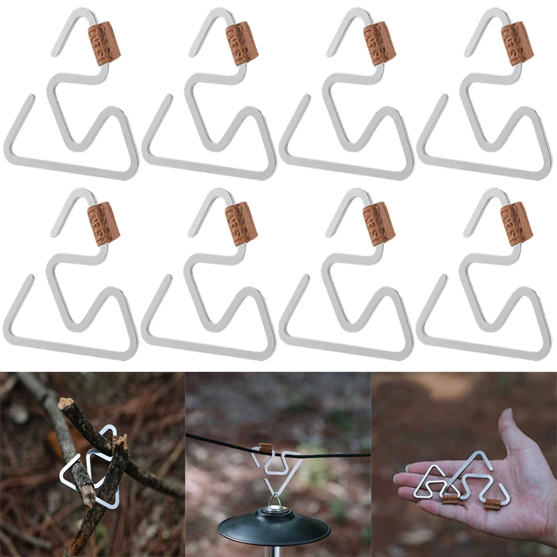 

Triangle Hanger Hook Multifunctional Tent Light Hangers Travel Survival Kit Lantern Stand Hooks Stainless Steel Outdoor Hiking