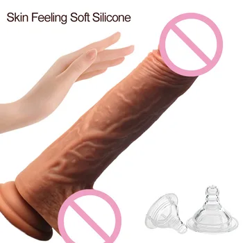 Heating Big Dildo Vibrator G Point Wireless Control Swing Telescopic Realistic Penis Suction Cup Dildo Adult Sex Toys for Women 5