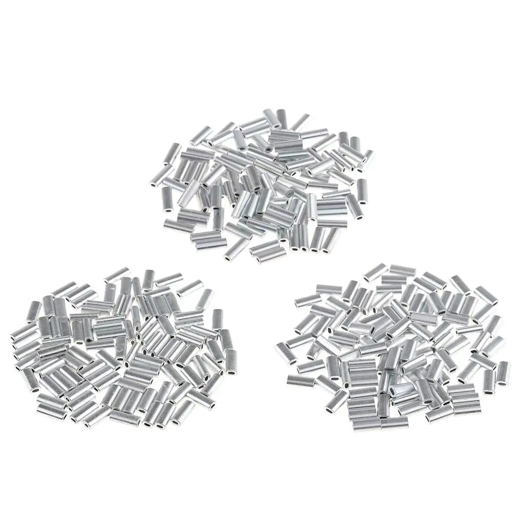 2x 100pcs Aluminum Single Barrel Fishing Leader s Sleeves Fish Accessories