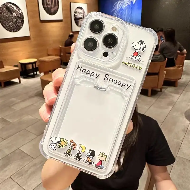 thumbnail image 1 of Funda con tarjetero para iPhone 16 Pro Max 11 12 13 14 15 Pro Max 12 13 Mini 16 Plus XR con diseño de astronauta Snoopy Charlie Brown, 1 of 5