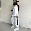 Korean Detachable Y2k Pants Casual Loose Solid High Waist Patchwork Hollow Out Pantalones 2022 Draw String Punk Wide Leg Pant 3