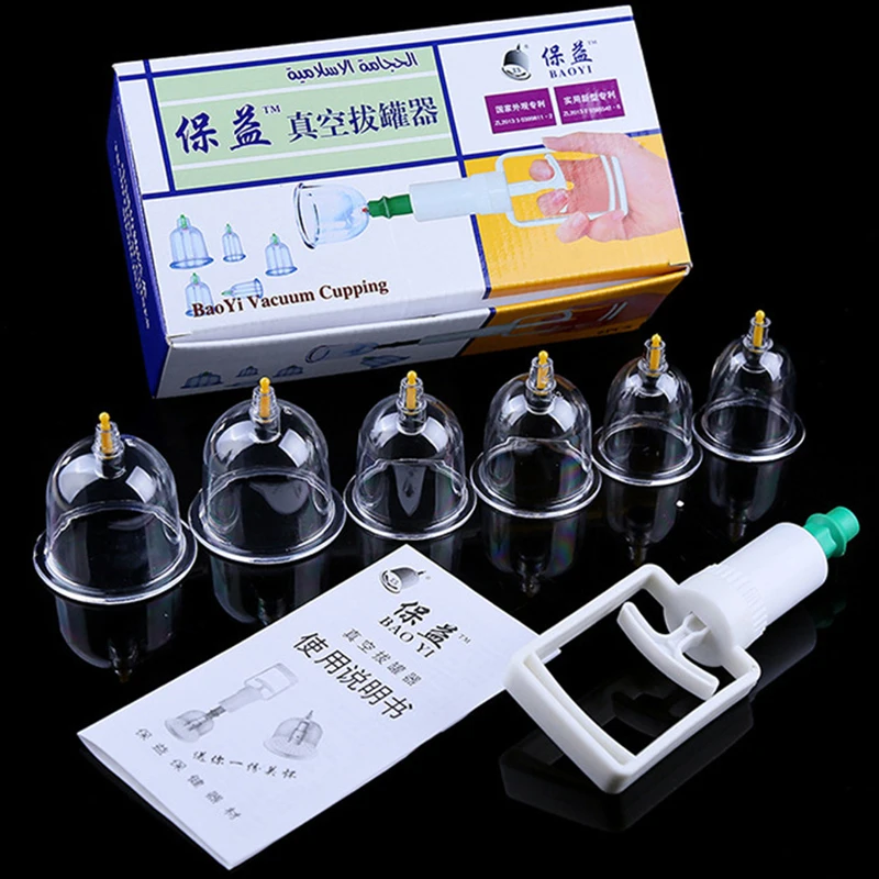 6Pcs Vacuum Cupping Set Chinese Medical Cupping Cups Cans Suction Cup Therapy Back Body Detox Massage Anti Cellulite Massager