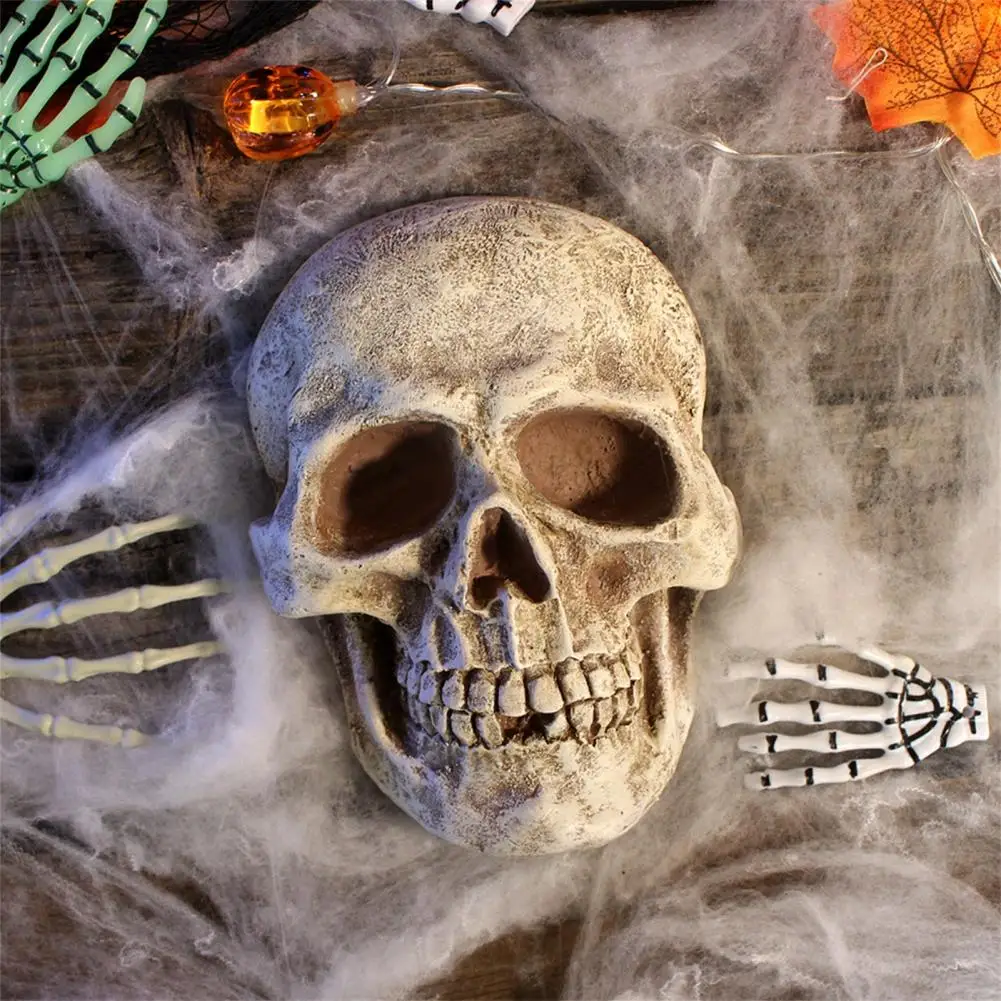

Fireplace Accessory Realistic Life Size Skull Figure Waterproof Halloween Decor for Home Office Yard Halloween Skull Statue