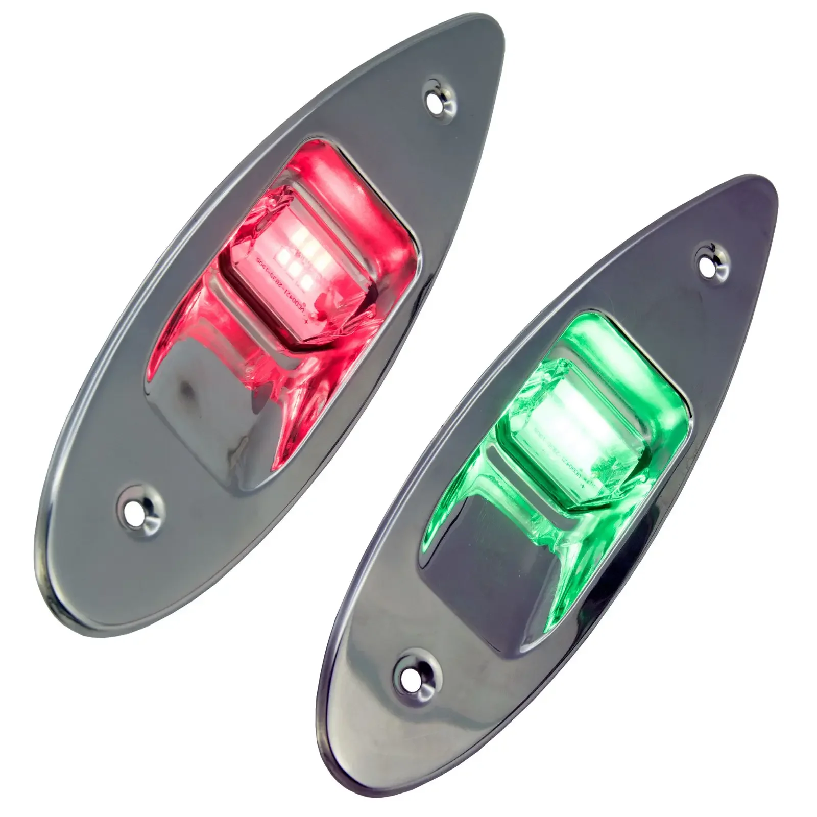 

LED Navigation Lights Pair Stainless Steel Flush Mount Boat Marine Sidelight