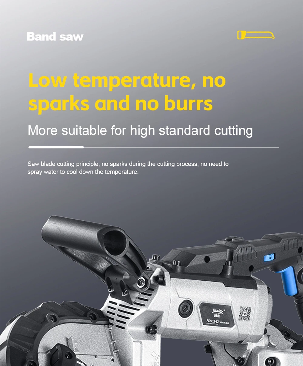 1100W Portable Band Saw Machine 0-45° Angle Cutting Machine Band Saw with LED Li