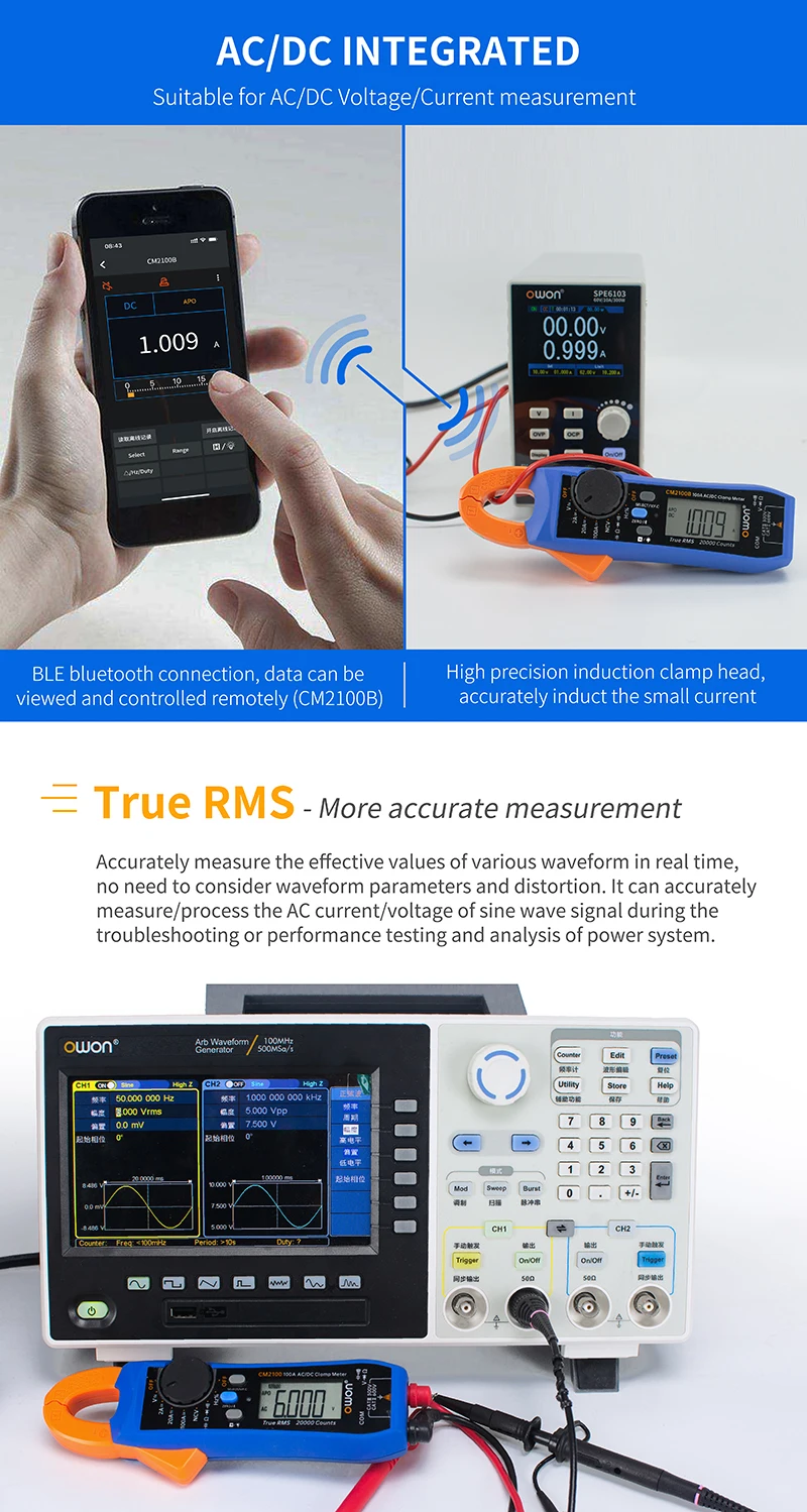 CM2100 CM2100B Digital Multimeter High-Precision 20000 Count AC/DC Current Clamp