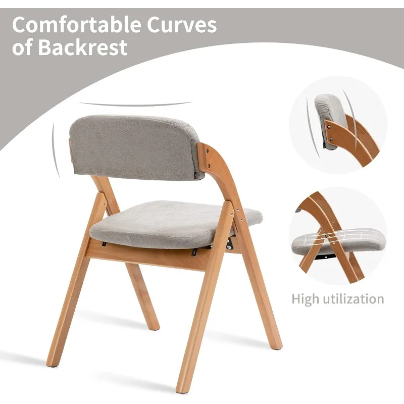 Cushion Padded Folding Chiars 4 Pack-Wooden Folding Dining Chairs