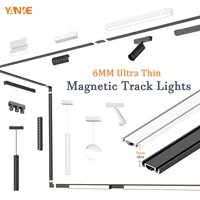 Magnetic Led Track Lights 6mm Ultra Thin 48V Surface Mount Ceiling Light System Black Magnet Rail Lamp Spotlight for Living Room 1