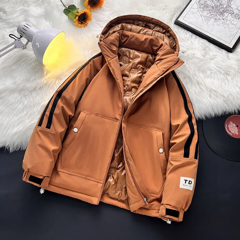 Winterjacken für Herren, Wasserdichte Warme Herbstmäntel, Gestreift, Übergröße 5XL 6XL 7XL, 2026 Fleece Winddicht mit Kapuze, Locker Gepolstert – Detail 13