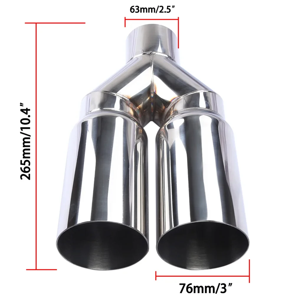 Exhaust Tailpipe Muffler 63mm Inlet 76mm Outlet Double Cylinder Stainless Steel For Car Exhaust System Replacement