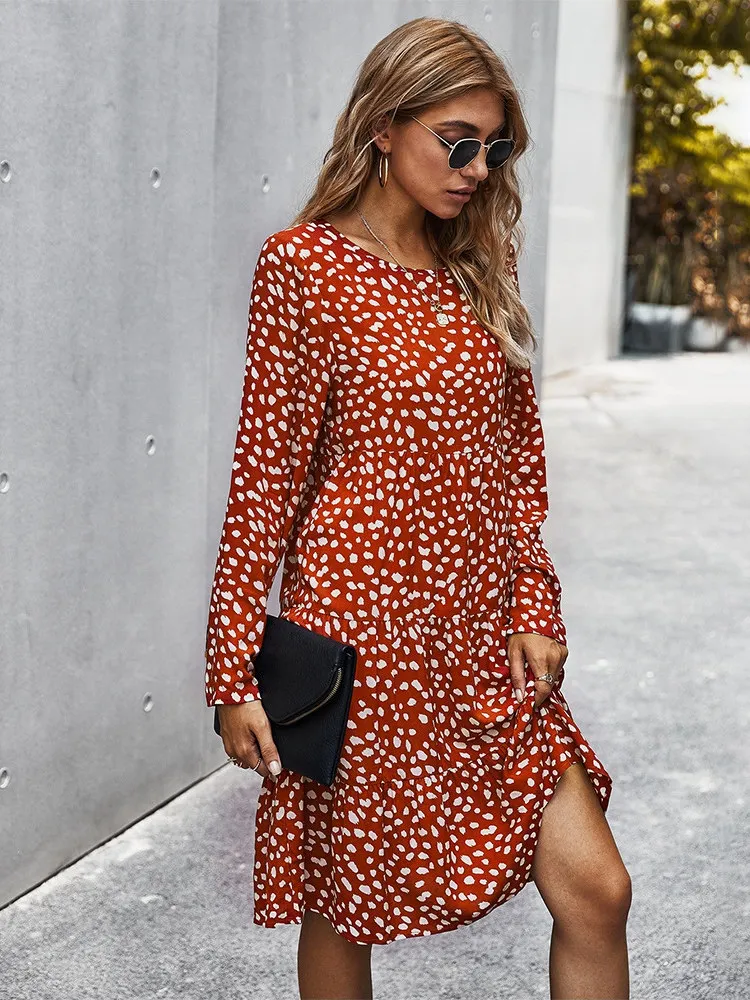 Women Dress A Line Relaxed Fit with Pom Poms By Cotton Natural
