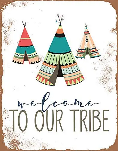 

SLALL Welcome to Our Tribe Retro Street Sign Household Metal Tin Sign Bar Cafe Car Motorcycle Garage Decoration Supplies