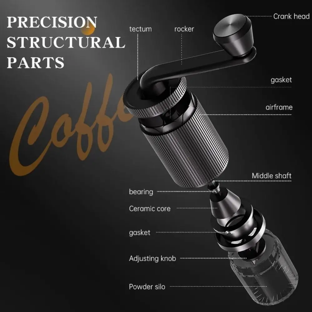 Adjustable Coarse Fine Manual Coffee Grinder Straight Handle Detachable Coffee Grinding Machine Clear Container
