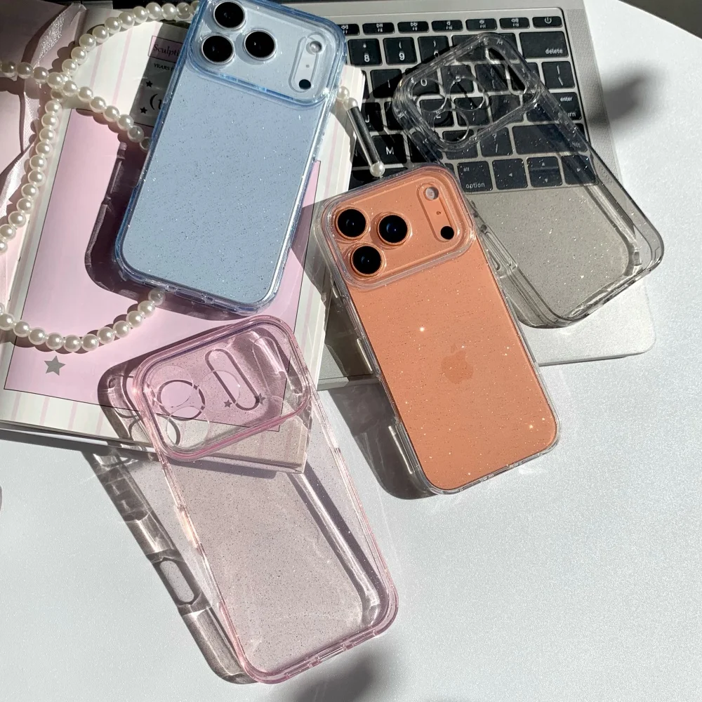 Luxury Bling Glitter Clear Shockproof Armor Case with Transparent Lens Protection