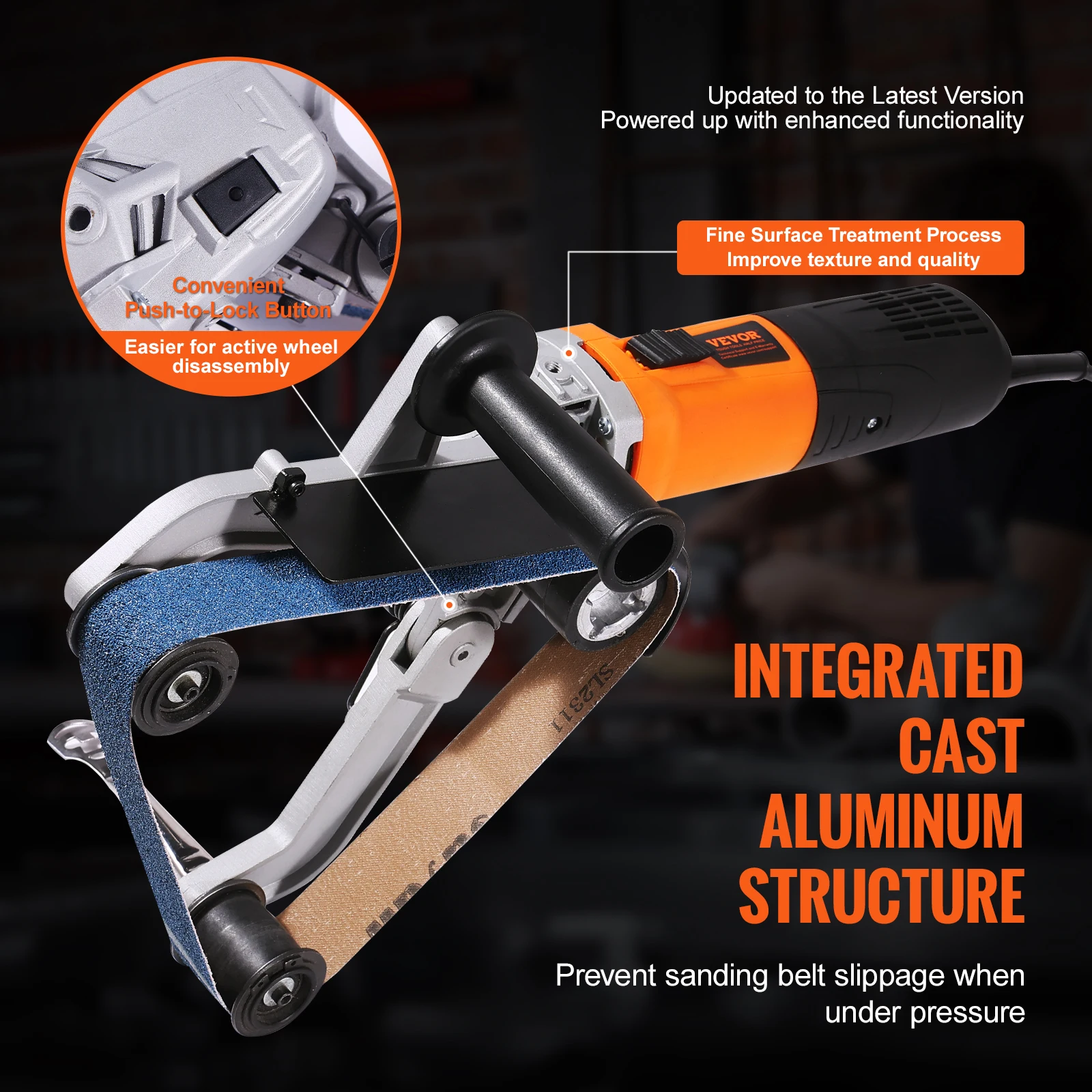 VEVOR Pipe Tube Polisher Sander 1000W Pipe Belt Sander 100-3200rpm Belt Sanding Machine for Burnishing Finishing Rust Removal 3