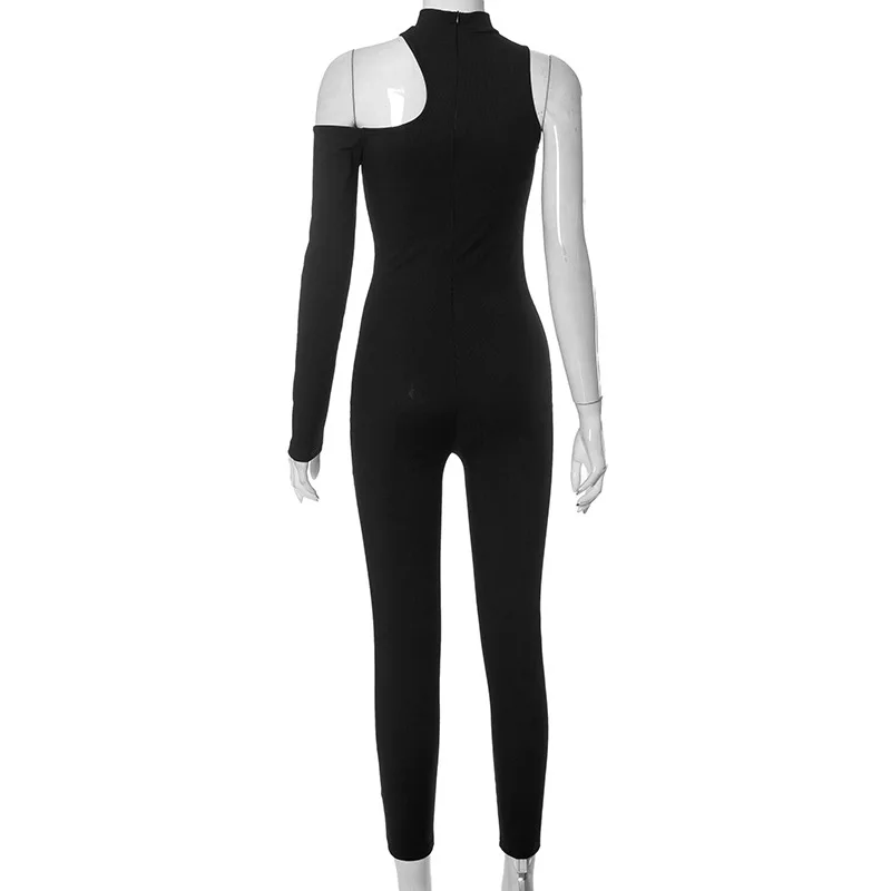 BKLD Clothes For Women 2023 Autumn Winter New Fashion Irregular One Shoulder Long Sleeve Tight Jumpsuit Black One Pieces