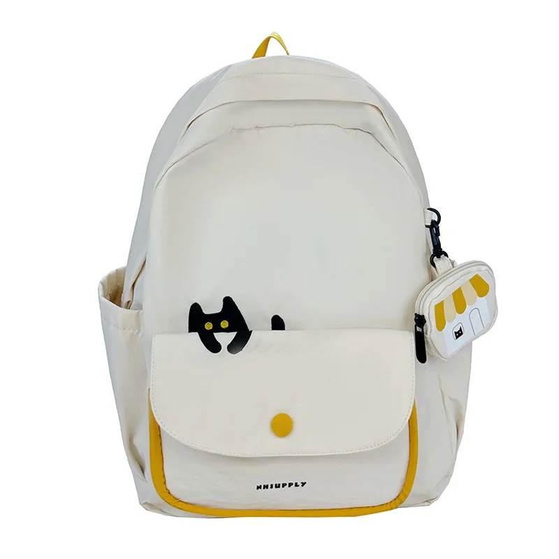 New Creative Cat Backpack for Men and Women Students Lightweight Pure Color Cute Outdoor Travel School Bag