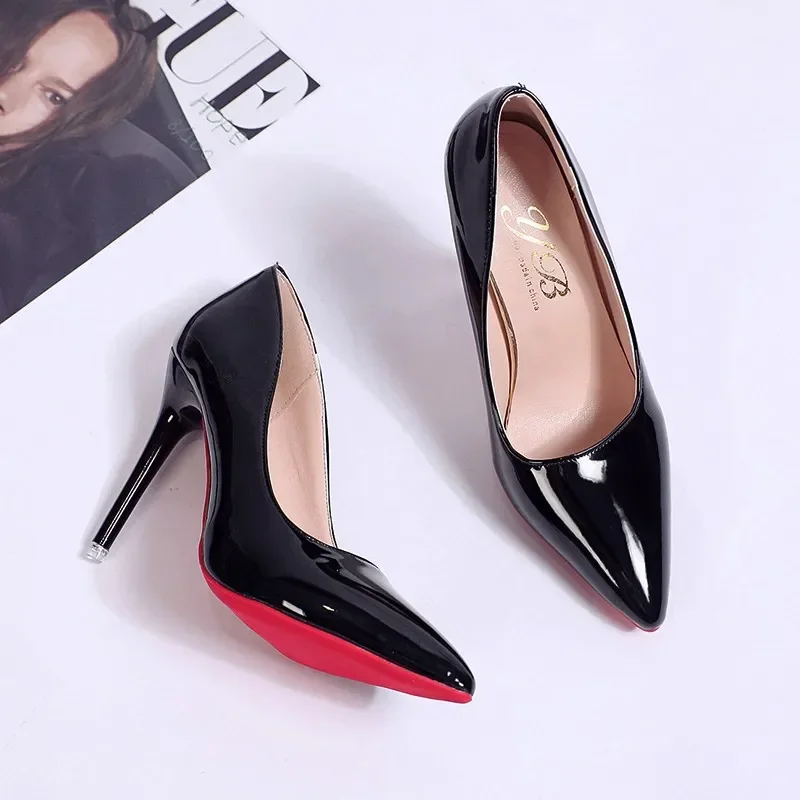 Nightclub High Heel Pointed Toe Stiletto Red Fashion Women\'s Shoes Shallow High Heels Red Bottom High Heels  Lolita Shoes