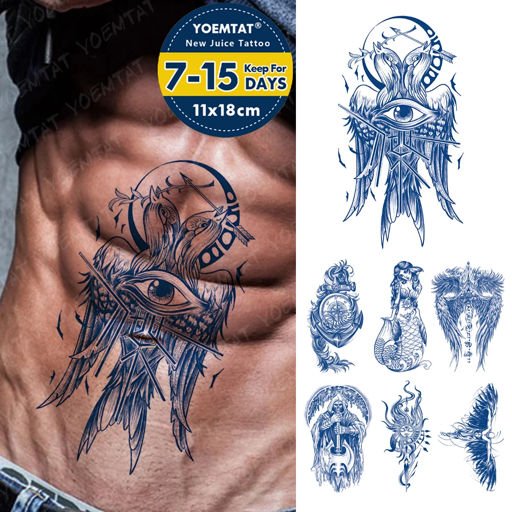 

Juice Ink Lasting Waterproof Temporary Tattoo Sticker Flamingo Wings Eye Totem Genipin Herbal Body Art Fake Tatoo Men Women Arm