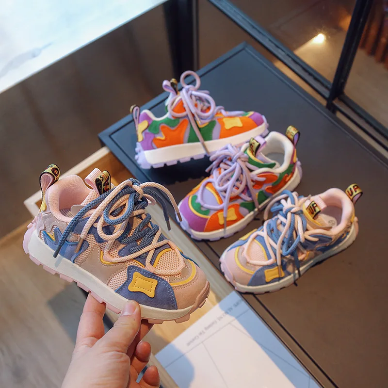 

Zapatillas 2023 Spring Child Sports Shoe Mesh Lace Up Girls Anti Slip Running Shoes Colorful Soft Sole Kids Shoes Sneakers Tenis