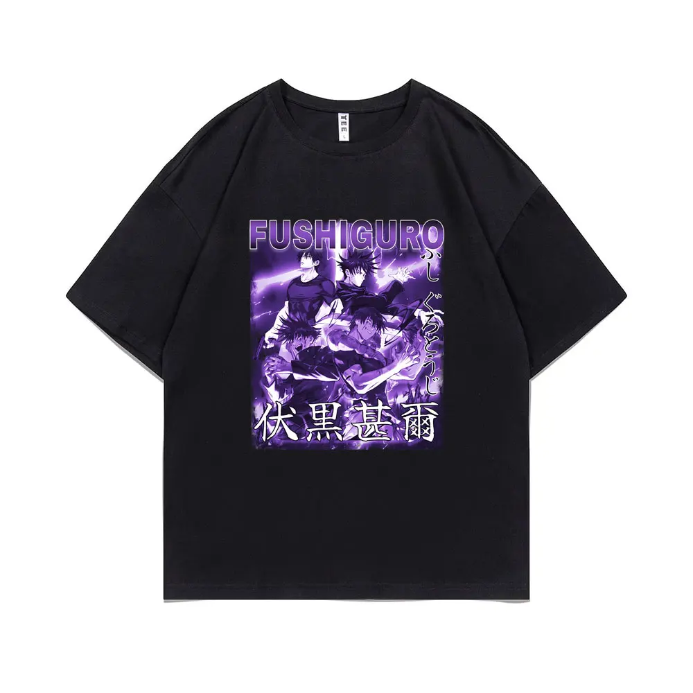 

Japanese Anime Jujutsu Kaisen Fushiguro Toji Fushiguro Megumi Graphic Tshirt Men Women Vintage Manga Oversized O-collar T-shirt