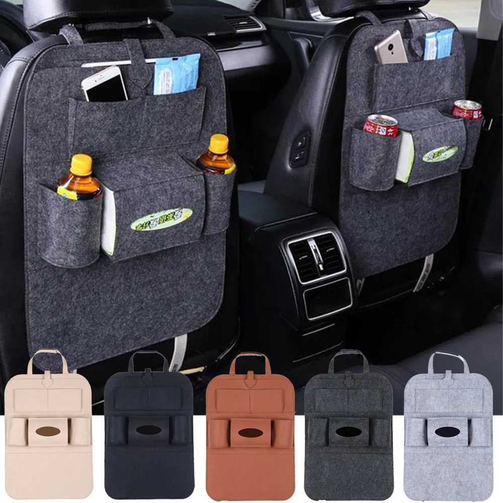 

Universal Rear Seat Storage Bag Organizer Trunk Elastic Felt Organizer 6 Pocket Organizer Trailer Car Seat Storage Bag Interior